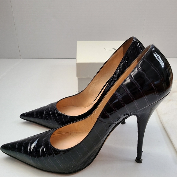 Casadei Patent Black Croc Heel - Picture 5 of 16